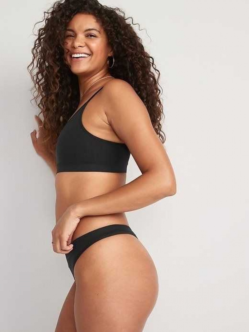 Old Navy Seamless Thong Underwear Black | ADT371426