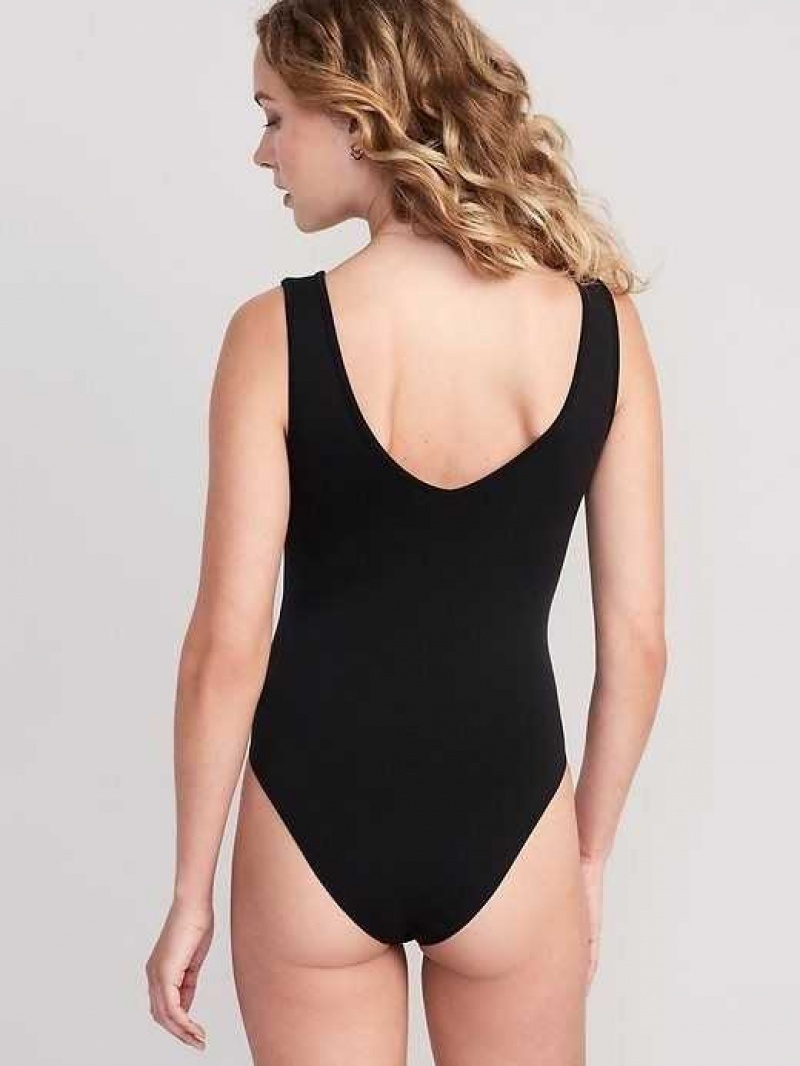 Old Navy Seamless V-Neck Tank Bodysuit Black | CQX481769