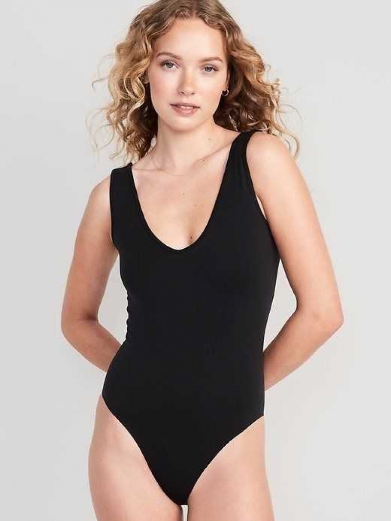 Old Navy Seamless V-Neck Tank Bodysuit Black | CQX481769