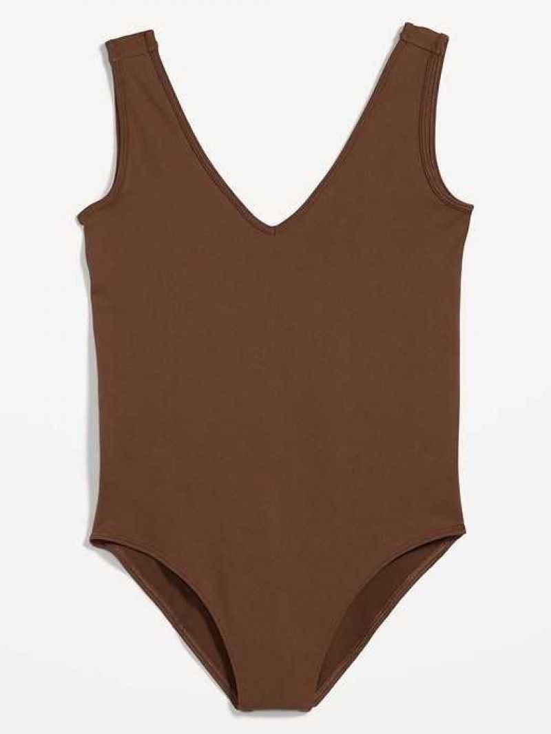 Old Navy Seamless V-Neck Tank Bodysuit Dark Walnut | HDJ801692