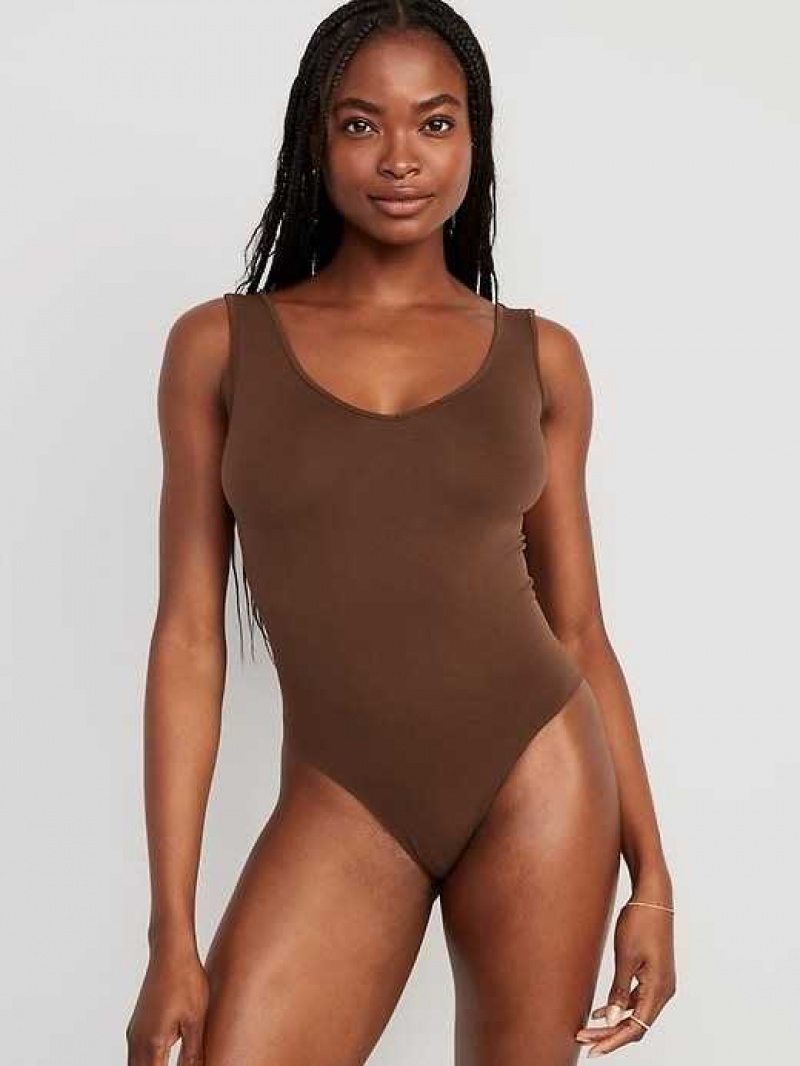 Old Navy Seamless V-Neck Tank Bodysuit Dark Walnut | HDJ801692