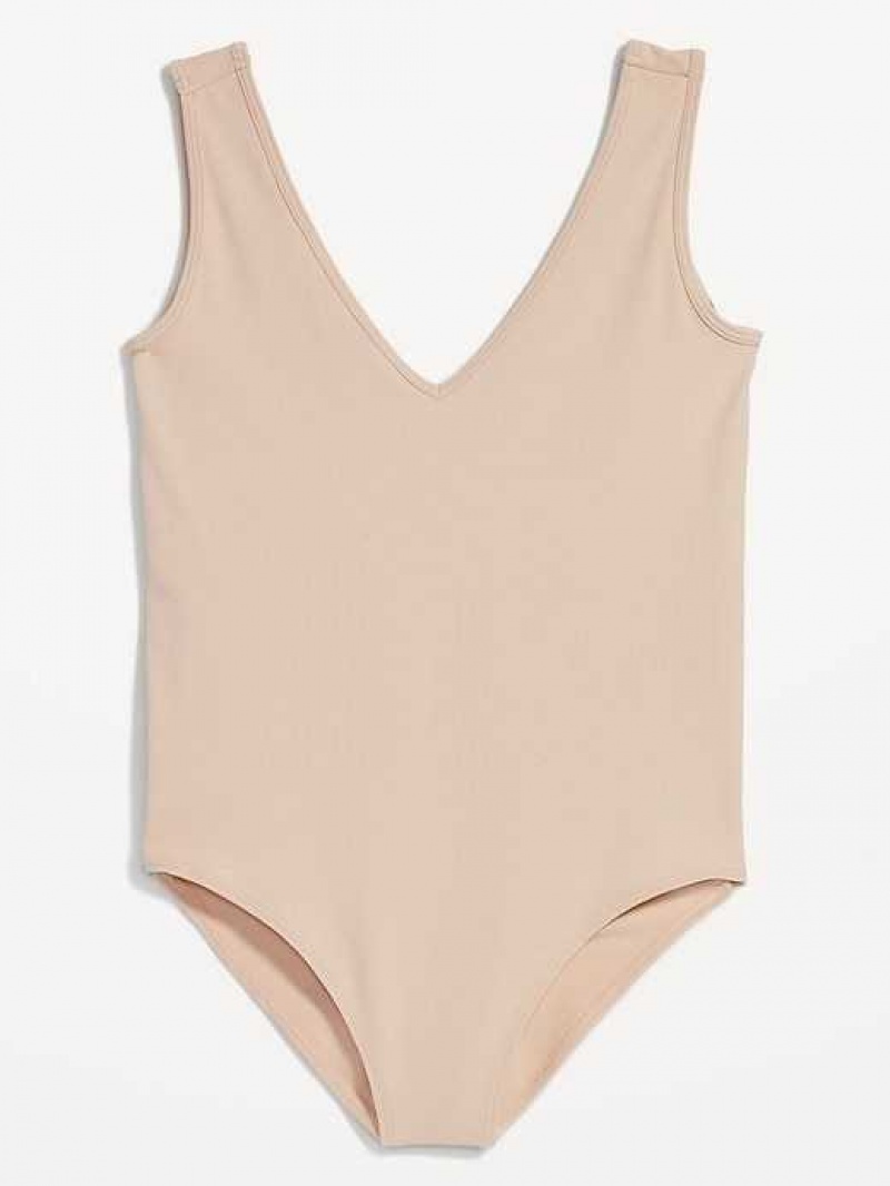 Old Navy Seamless V-Neck Tank Bodysuit Frappe | KNW076318