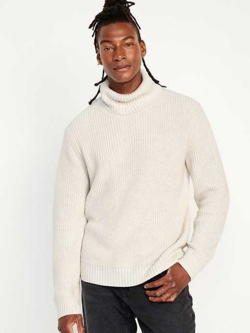 Old Navy Shaker-Stitch Turtleneck Sweater Beige | PJG092536