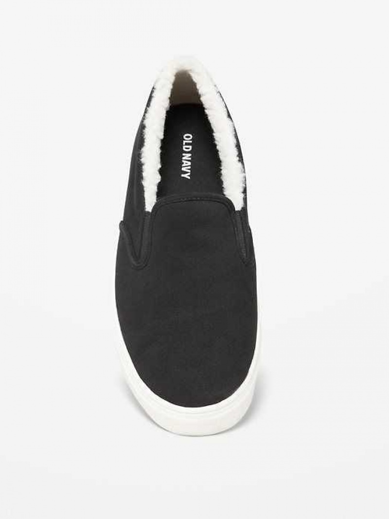 Old Navy Sherpa-Lined Canvas Slip-On Sneakers Blackjack | LIS389602