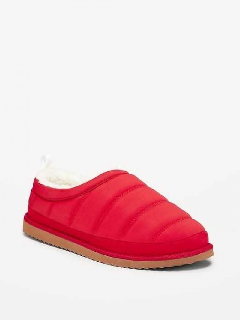 Old Navy Sherpa-Lined Puffer Slippers Red | BUF749831