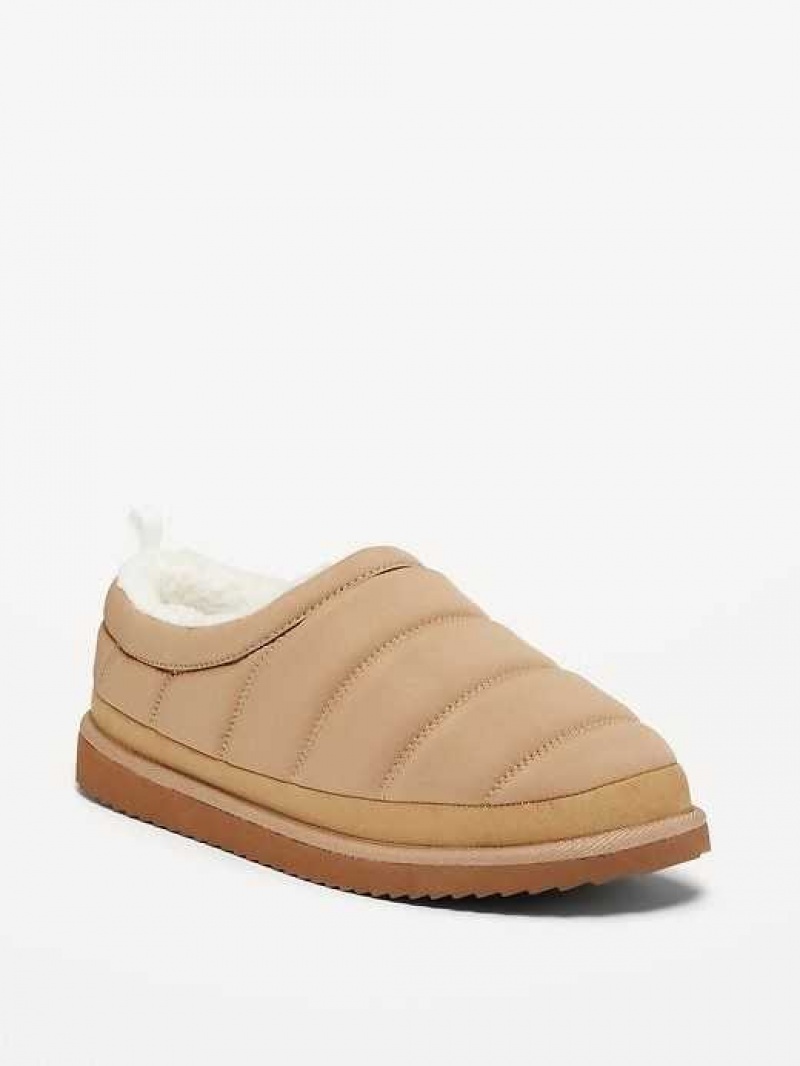 Old Navy Sherpa-Lined Puffer Slippers Teakwood | AEY072145