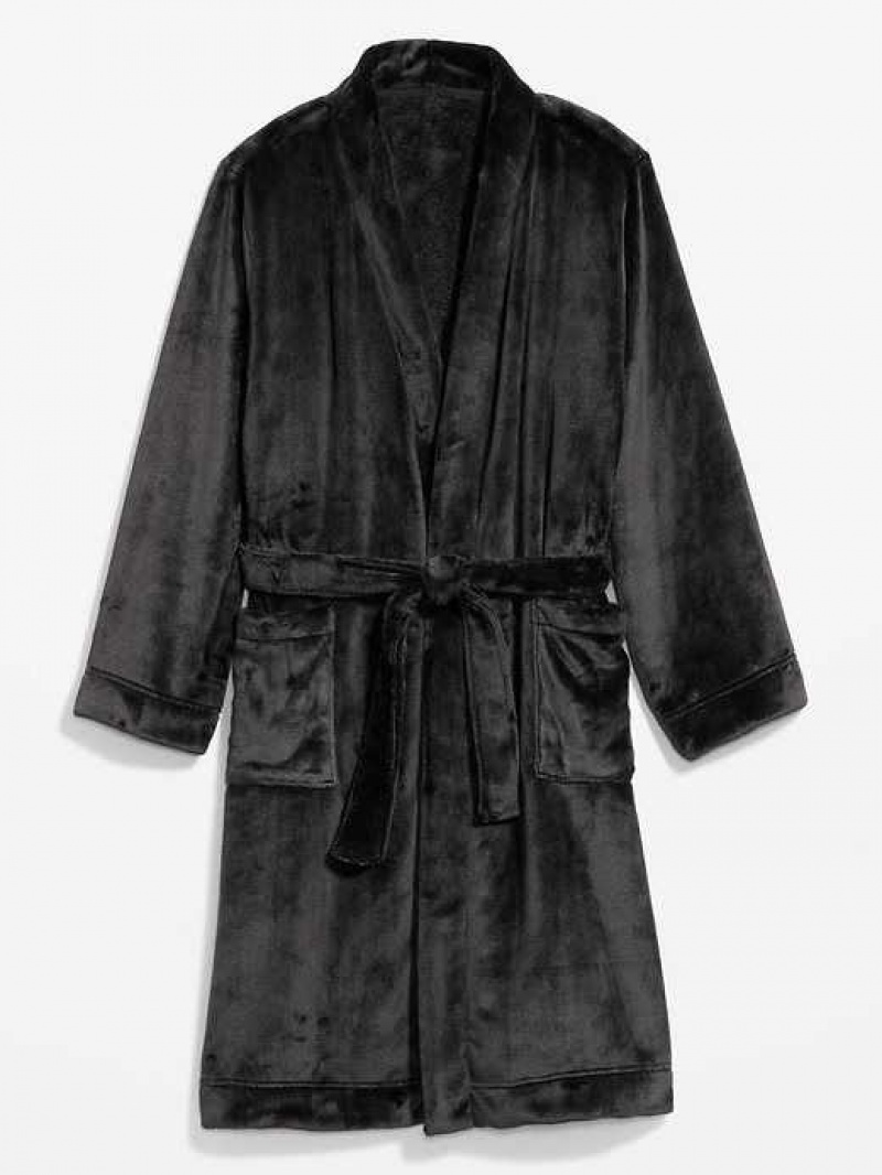 Old Navy Sherpa Tie-Belt Robe Black | QVO365192