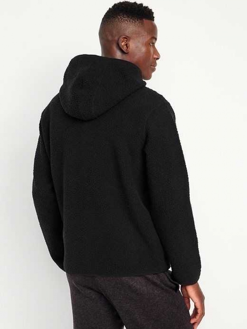 Old Navy Sherpa Zip Hoodie Black | QWV592468