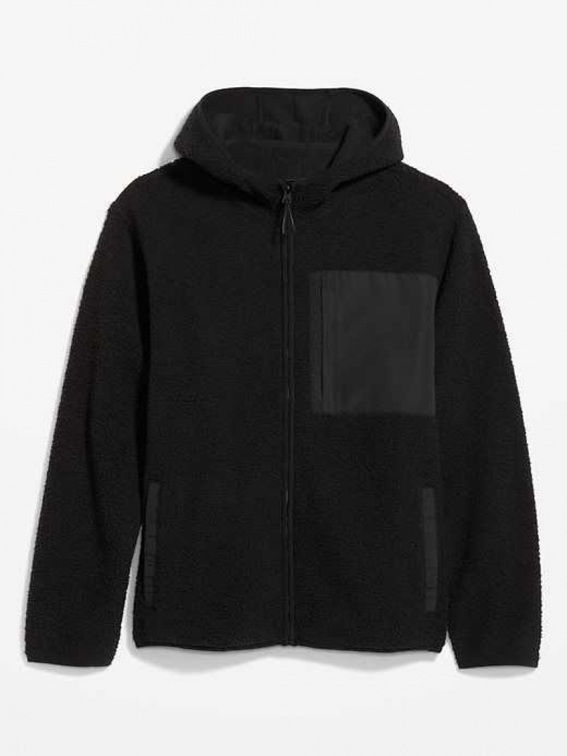 Old Navy Sherpa Zip Hoodie Black | QWV592468