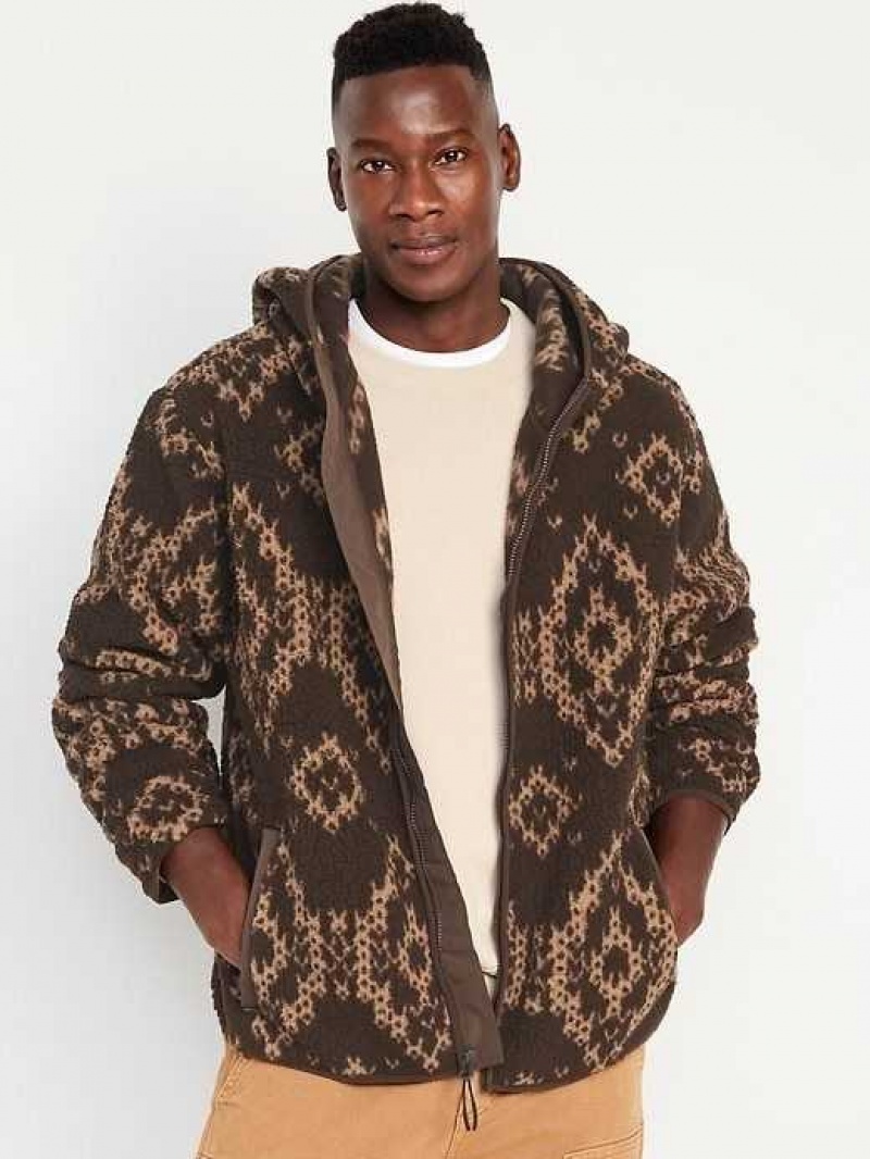 Old Navy Sherpa Zip Hoodie Brown | MQG203817