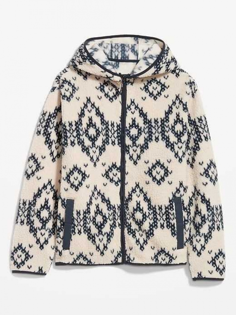 Old Navy Sherpa Zip Hoodie Cream | BHZ956480