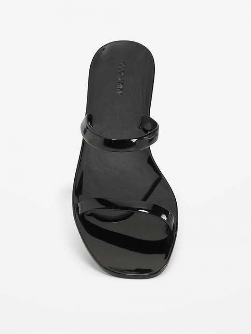 Old Navy Shiny-Jelly Slide Sandals Black | VPI892104