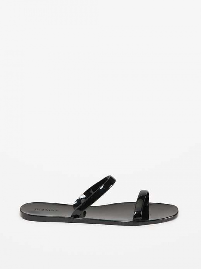 Old Navy Shiny-Jelly Slide Sandals Black | VPI892104