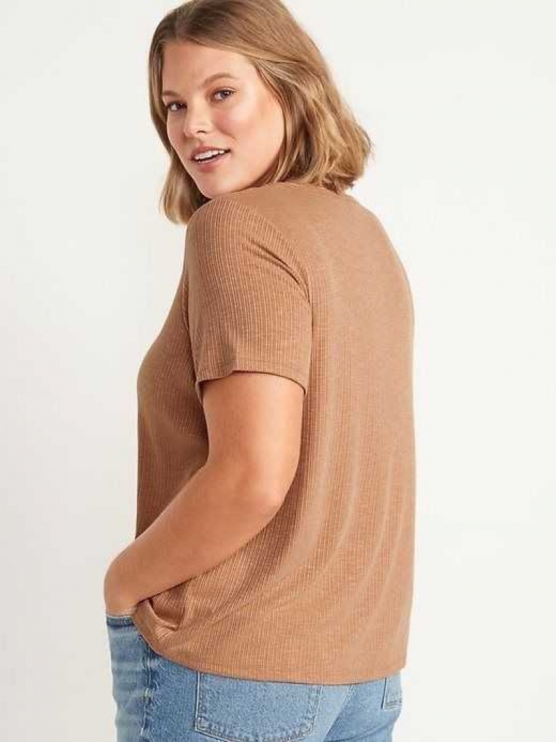 Old Navy Short-Sleeve Luxe Crew-Neck Rib-Knit T-Shirt Sisal | LYJ741609