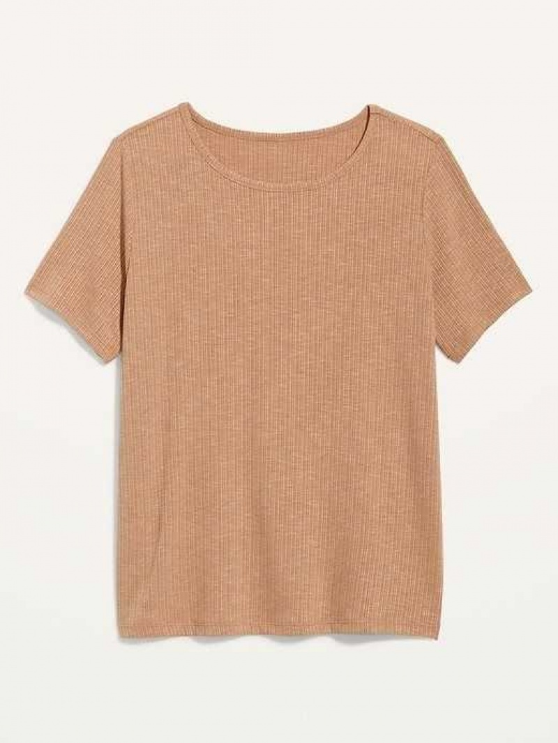 Old Navy Short-Sleeve Luxe Crew-Neck Rib-Knit T-Shirt Sisal | LYJ741609