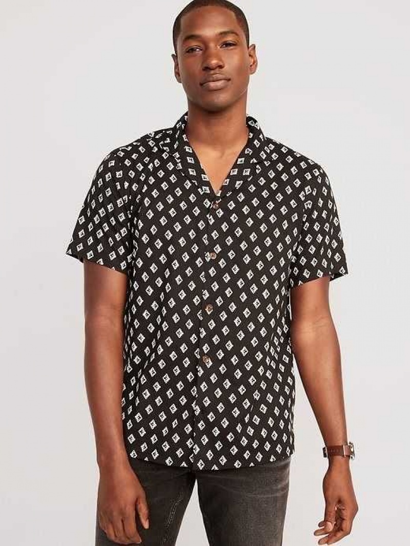 Old Navy Short-Sleeve Printed Camp Shirt Dark Chameleon | TXG137856