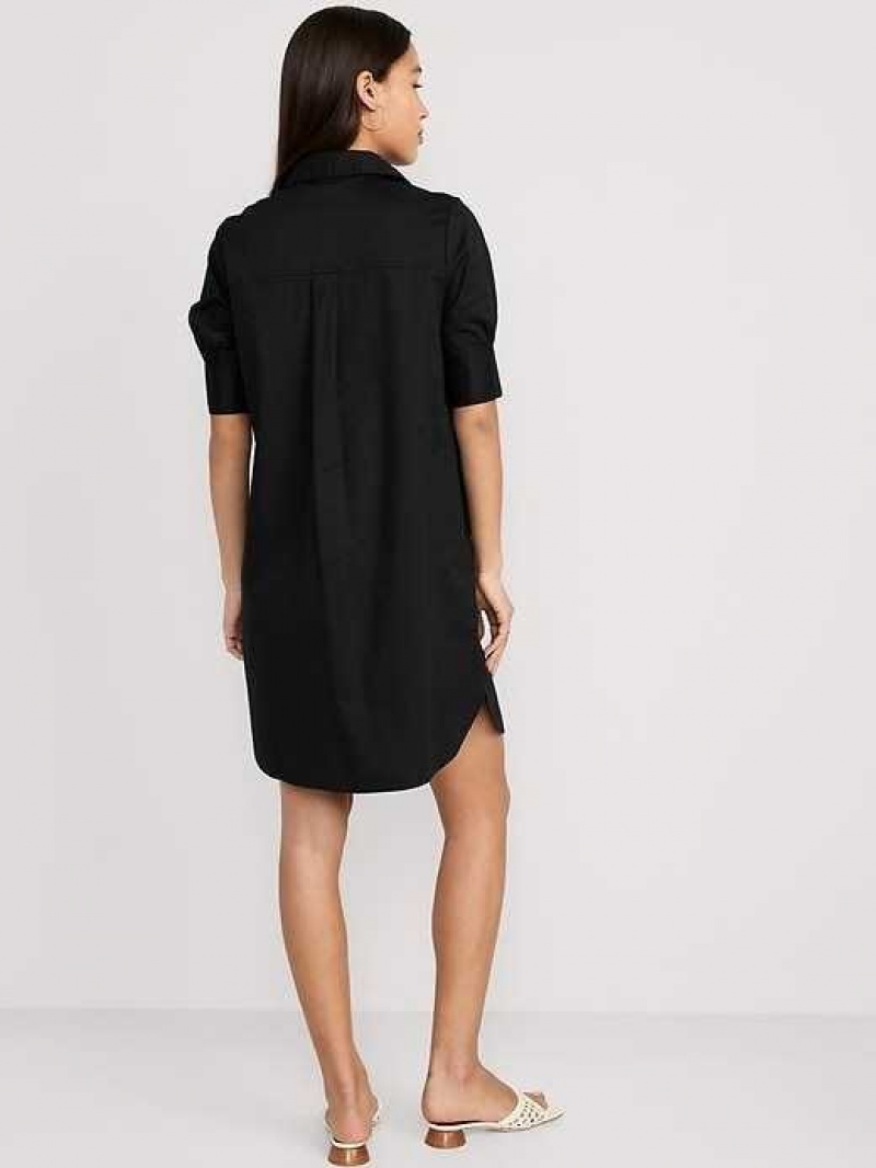 Old Navy Short-Sleeve Shirt Dress Blackjack | EYK185026