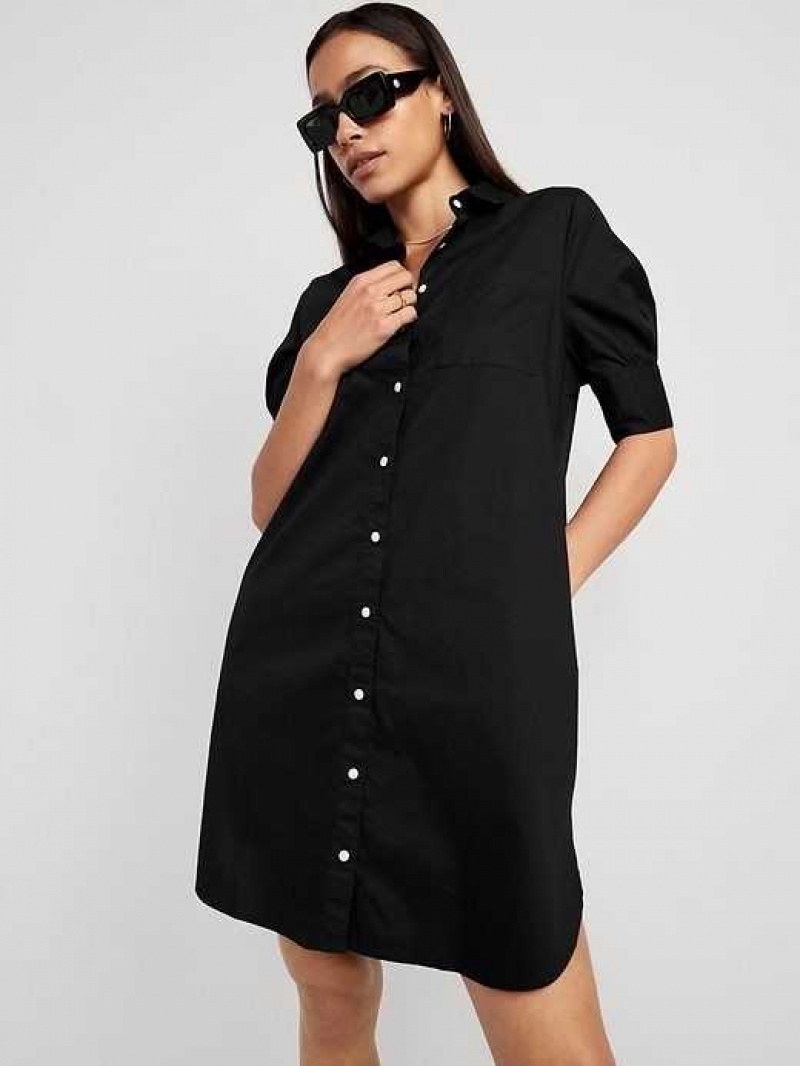 Old Navy Short-Sleeve Shirt Dress Blackjack | EYK185026