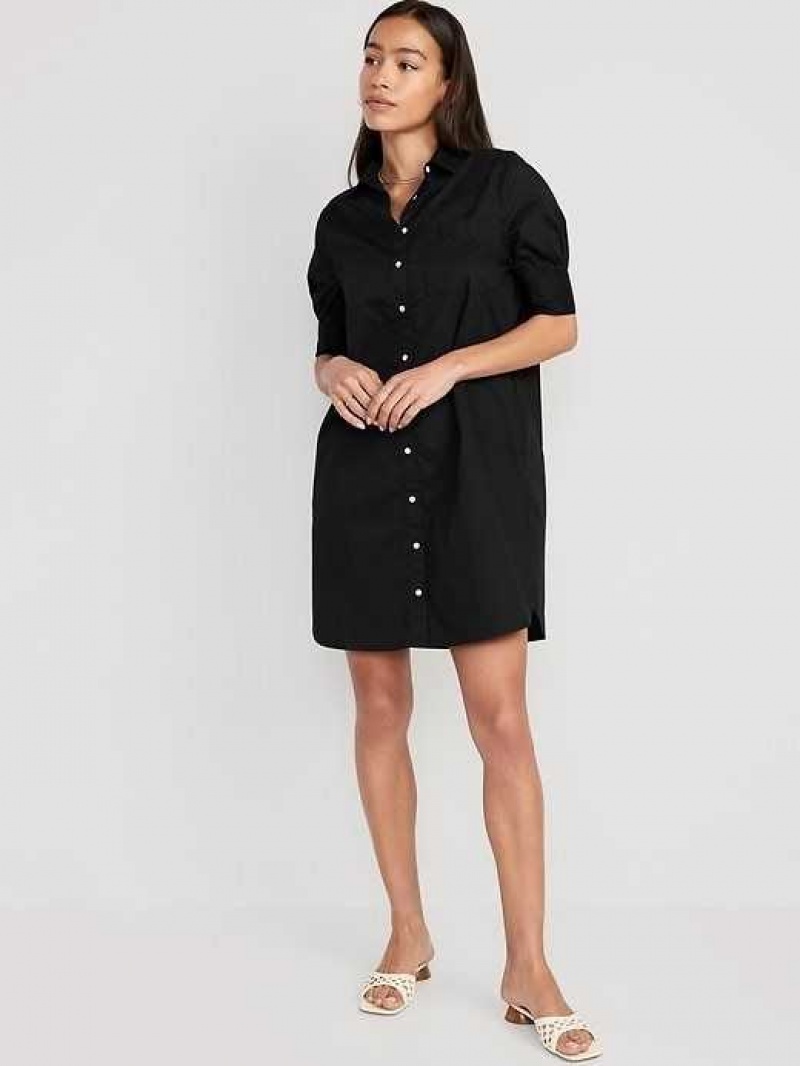 Old Navy Short-Sleeve Shirt Dress Blackjack | EYK185026