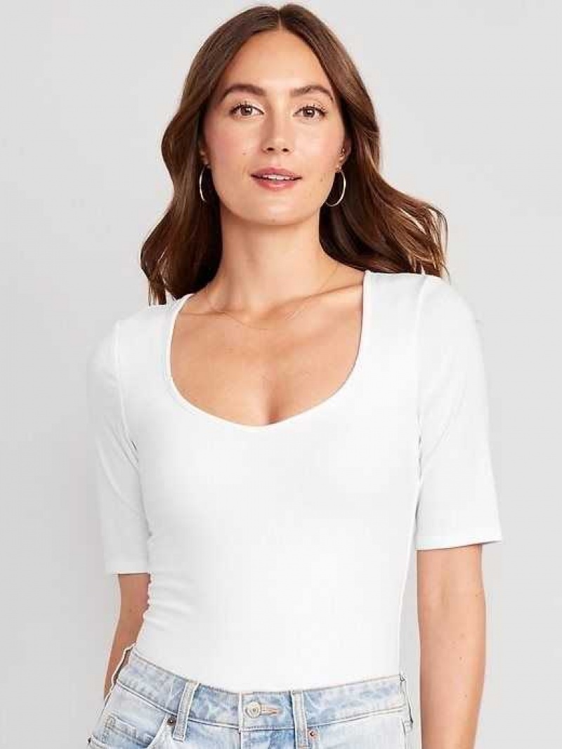 Old Navy Short Sleeve Sweetheart Bodysuit White | LWE472398