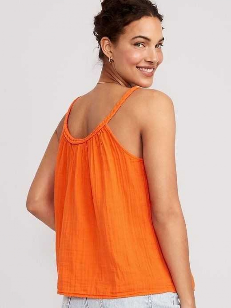 Old Navy Sleeveless Braided-Strap Top Orange | HTJ167935