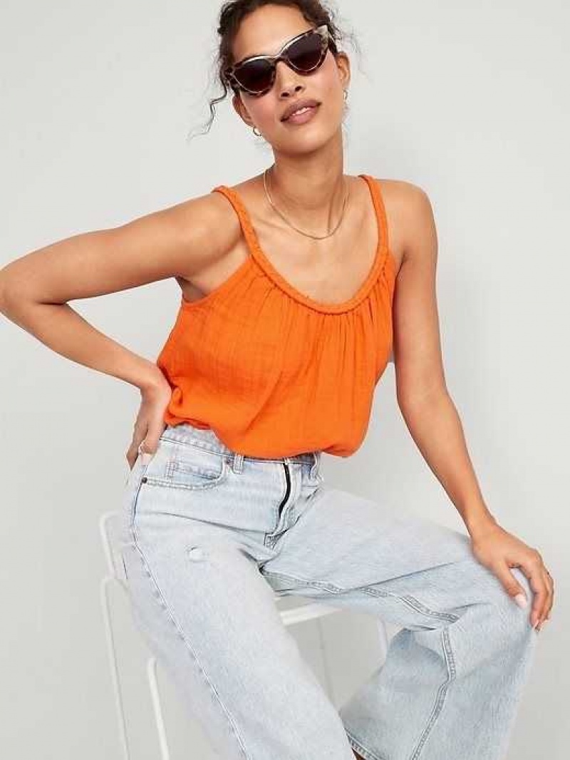 Old Navy Sleeveless Braided-Strap Top Orange | HTJ167935