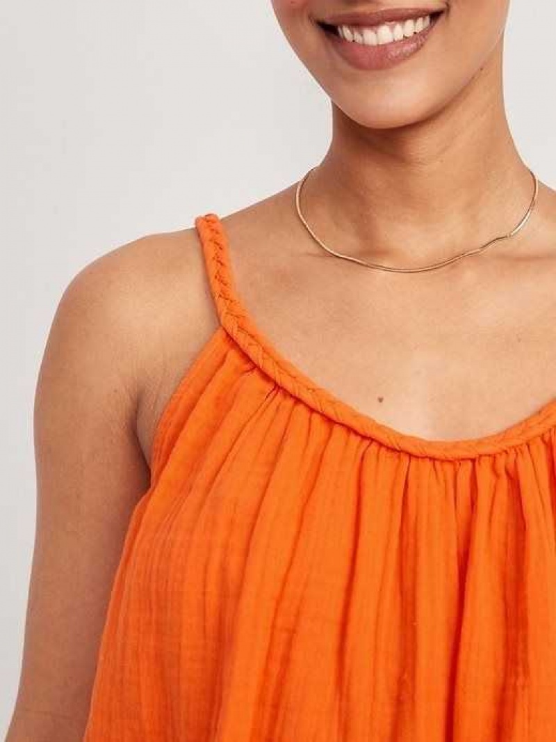 Old Navy Sleeveless Braided-Strap Top Orange | HTJ167935