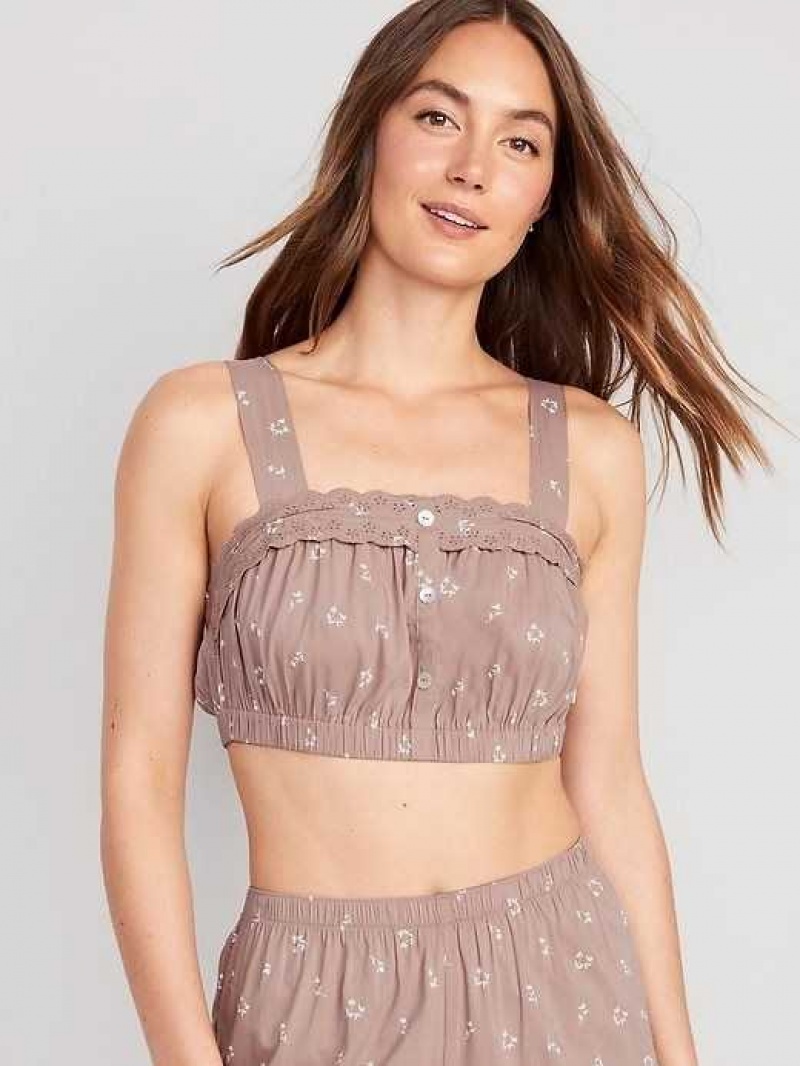 Old Navy Sleeveless Button-Front Bralette Pajama Top Brown | SIU391628