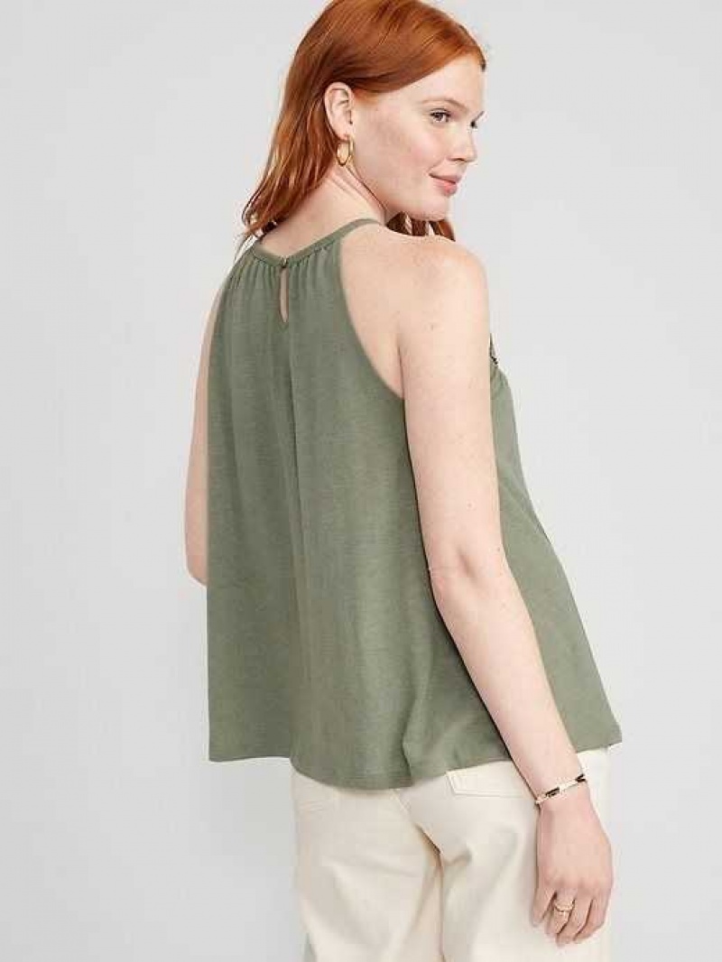 Old Navy Sleeveless Crochet-Trim Linen-Blend Top Bare Ground | DNB598103