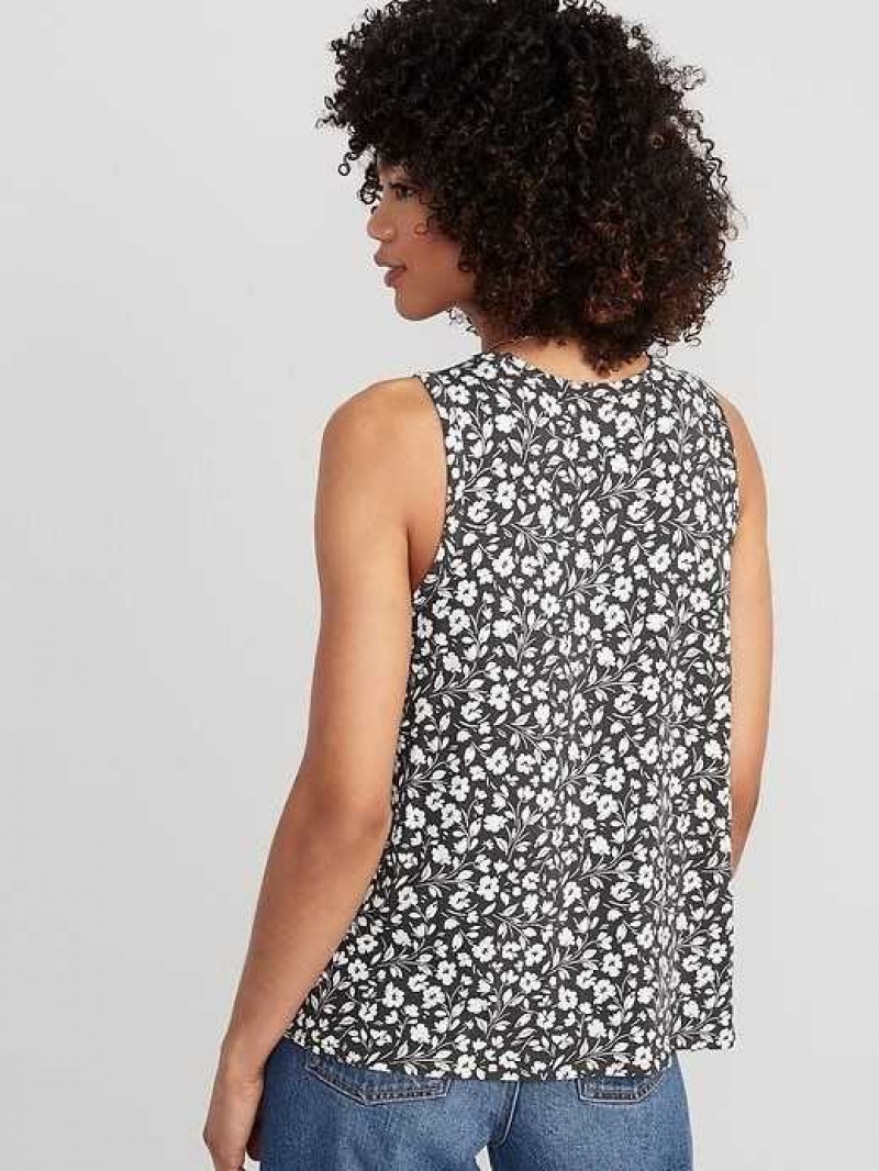 Old Navy Sleeveless Luxe Floral-Print T-Shirt Black | YTO573981