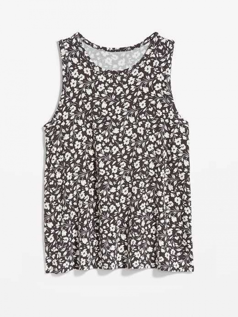 Old Navy Sleeveless Luxe Floral-Print T-Shirt Black | YTO573981