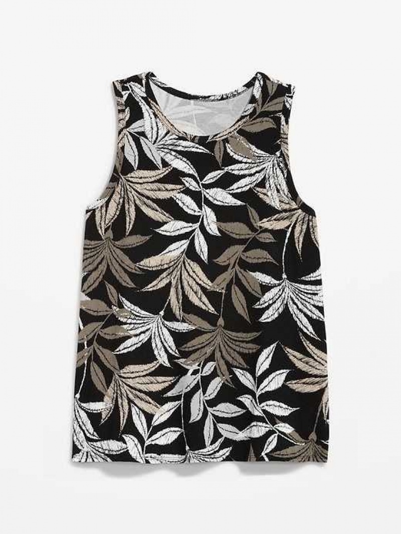 Old Navy Sleeveless Luxe Floral-Print T-Shirt Black / White | LCF839650