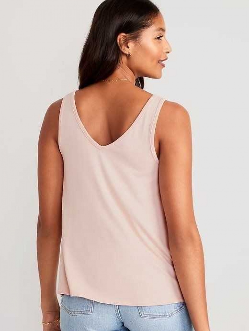 Old Navy Sleeveless Luxe V-Neck Swing T-Shirt Pink | HTW390761