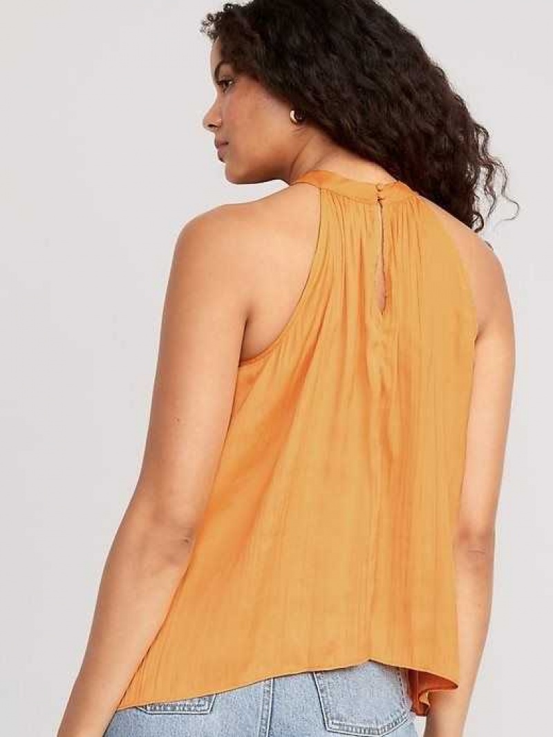 Old Navy Sleeveless Satin Twist-Front Top Golden Aurora | KVF964782