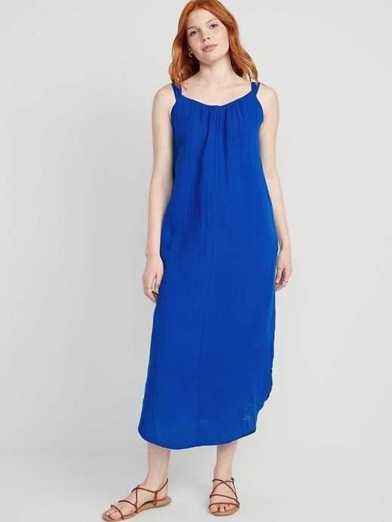 Old Navy Sleeveless Shirred Maxi Dress Tanzanite | PBC025863