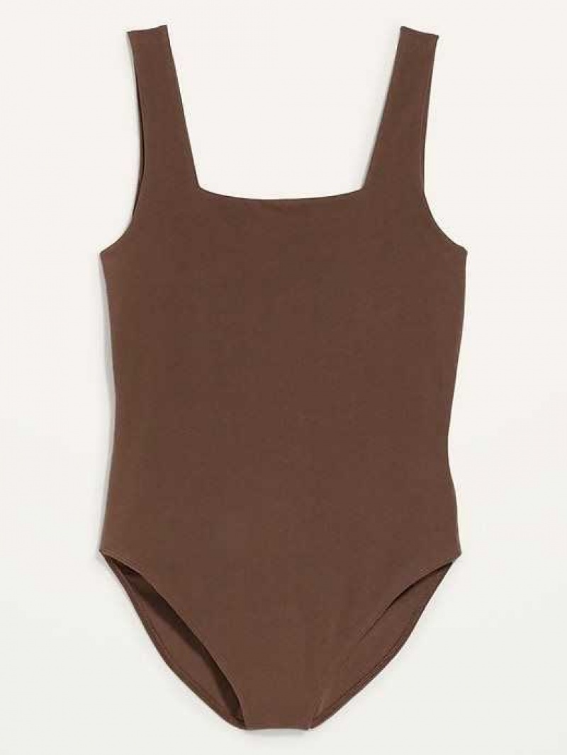 Old Navy Sleeveless Square-Neck Bodysuit Peppercorn | VJC451632