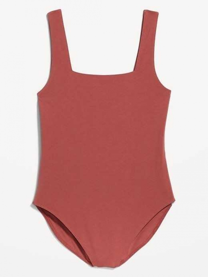 Old Navy Sleeveless Square-Neck Bodysuit Dark Red | ZTD124709