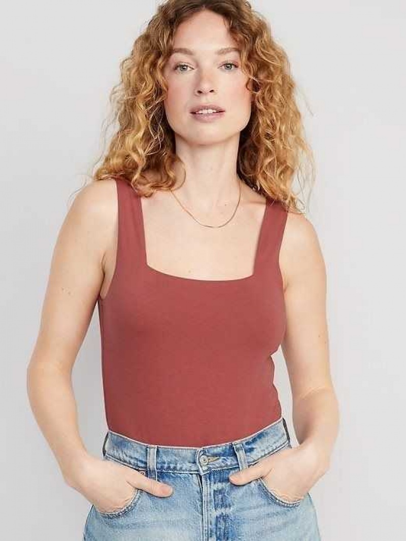 Old Navy Sleeveless Square-Neck Bodysuit Dark Red | ZTD124709