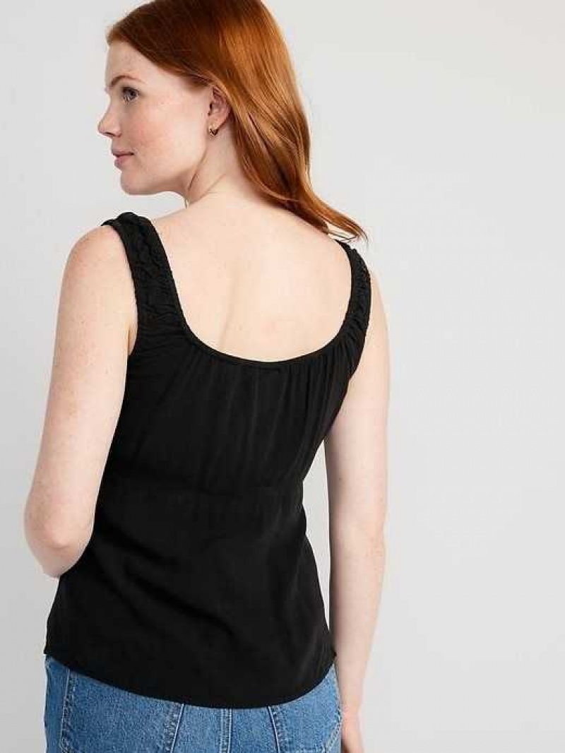 Old Navy Sleeveless Tie-Front Crepe Top Black | XFU851370