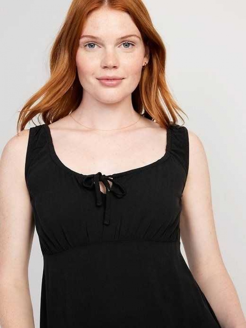 Old Navy Sleeveless Tie-Front Crepe Top Black | XFU851370