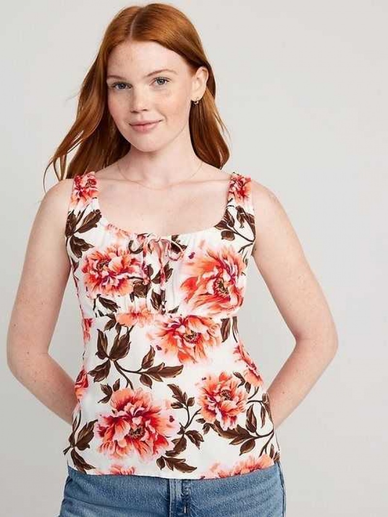 Old Navy Sleeveless Tie-Front Crepe Top Cream | WOC968412