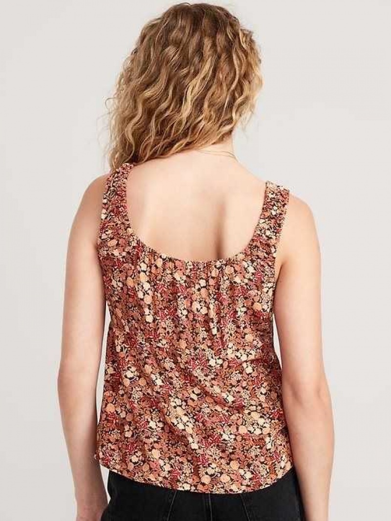 Old Navy Sleeveless Tie-Front Crepe Top Neutral Ditsy Floral | KZF129486