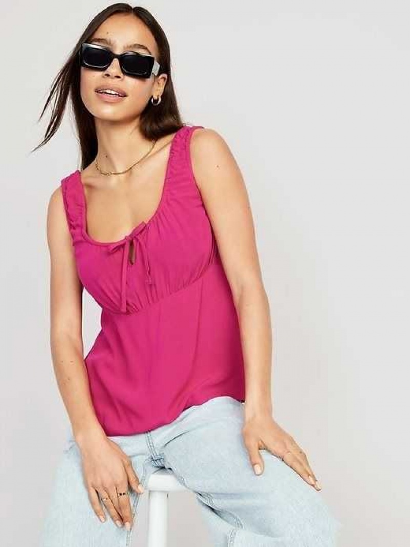 Old Navy Sleeveless Tie-Front Crepe Top Pink | UCF197508