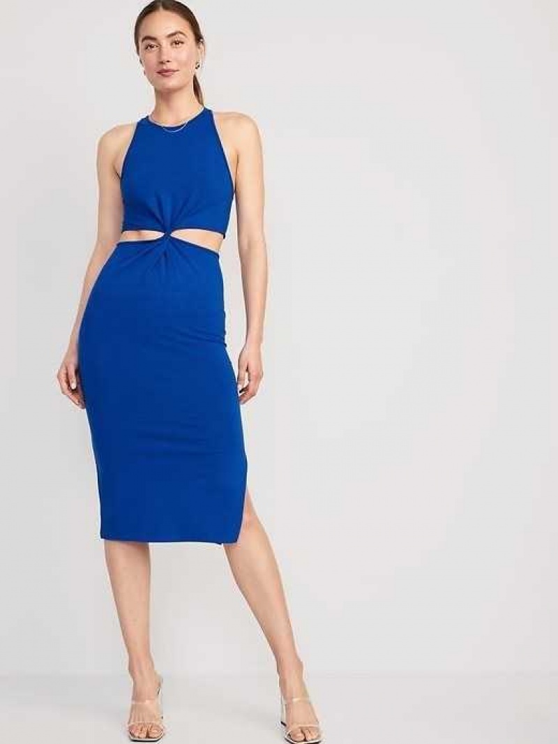 Old Navy Sleeveless Twist-Front Midi Dress Tanzanite | OPI435260