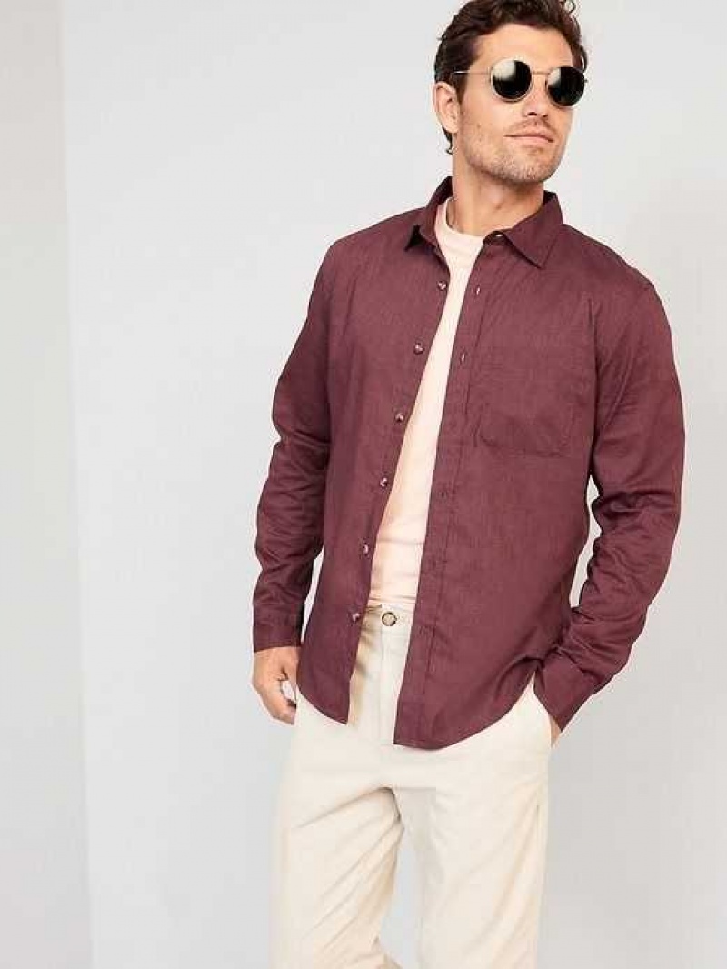 Old Navy Slim-Fit Built-In Flex Everyday Shirt Raisin Arizona | UYJ573618