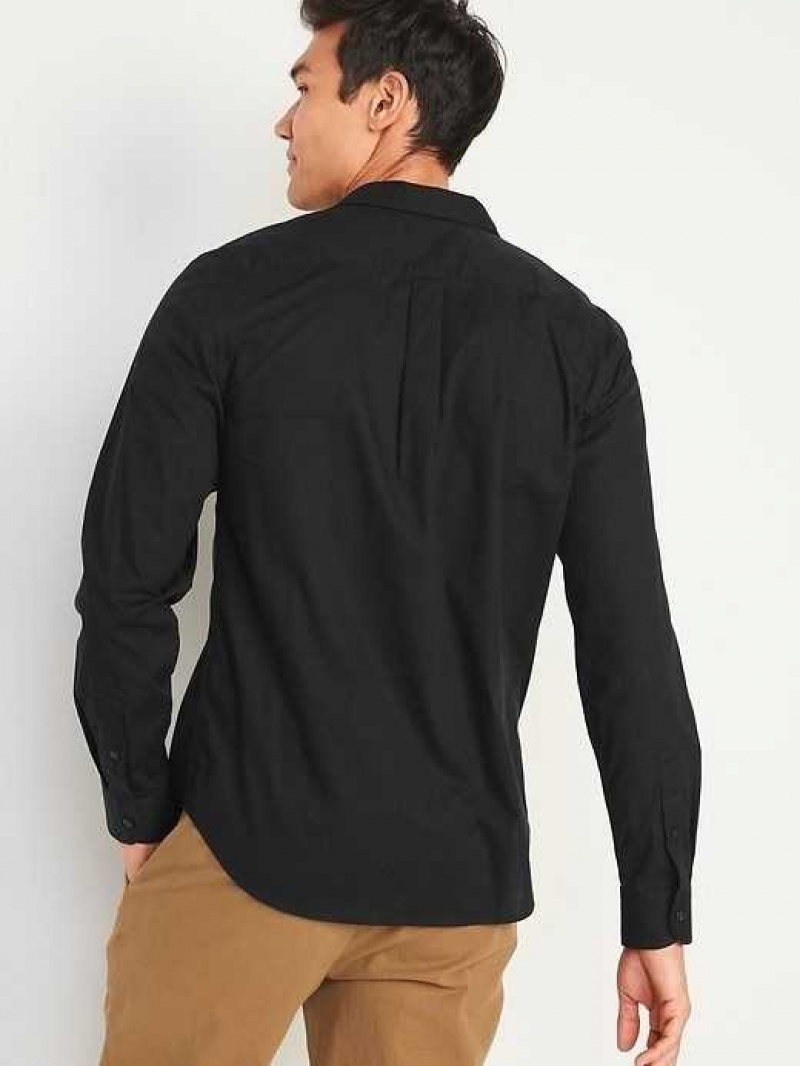 Old Navy Slim-Fit Built-In Flex Everyday Shirt Black | ZLV631247