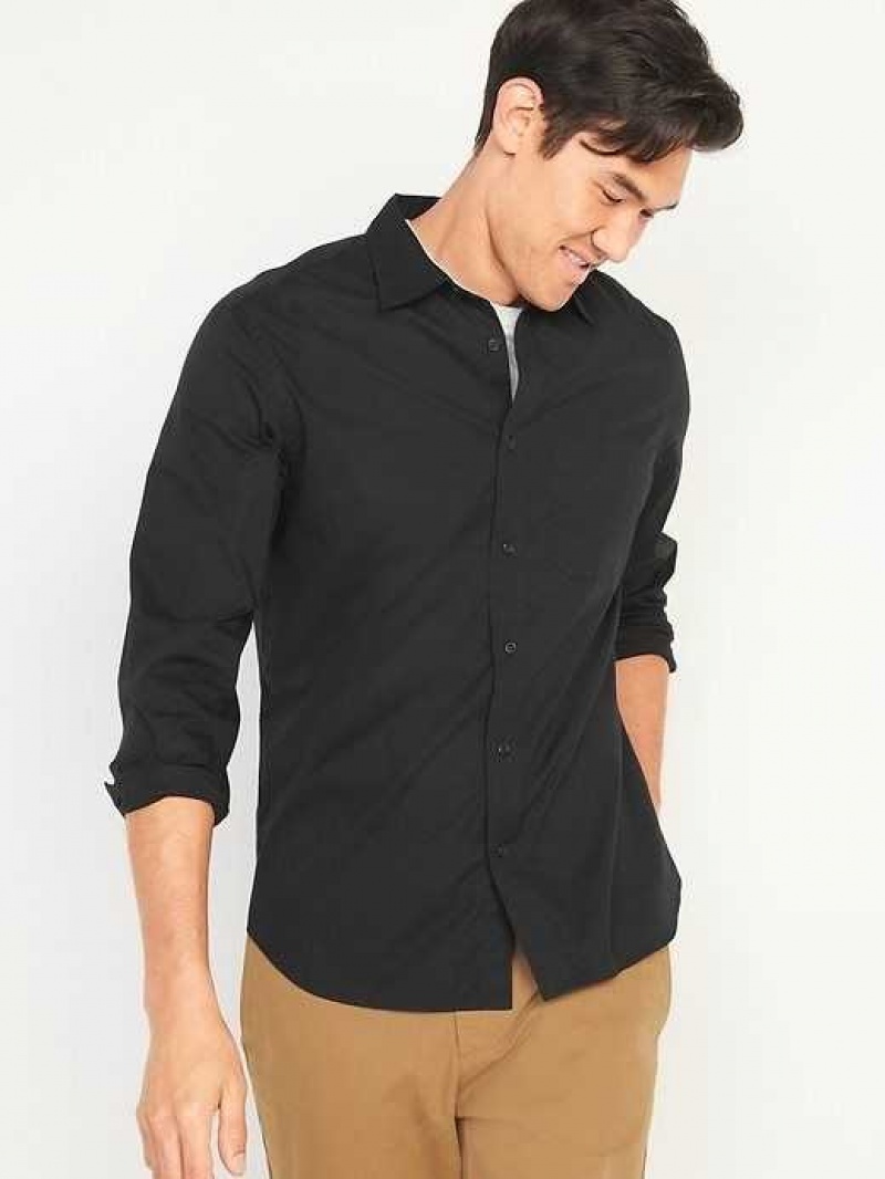 Old Navy Slim-Fit Built-In Flex Everyday Shirt Black | ZLV631247