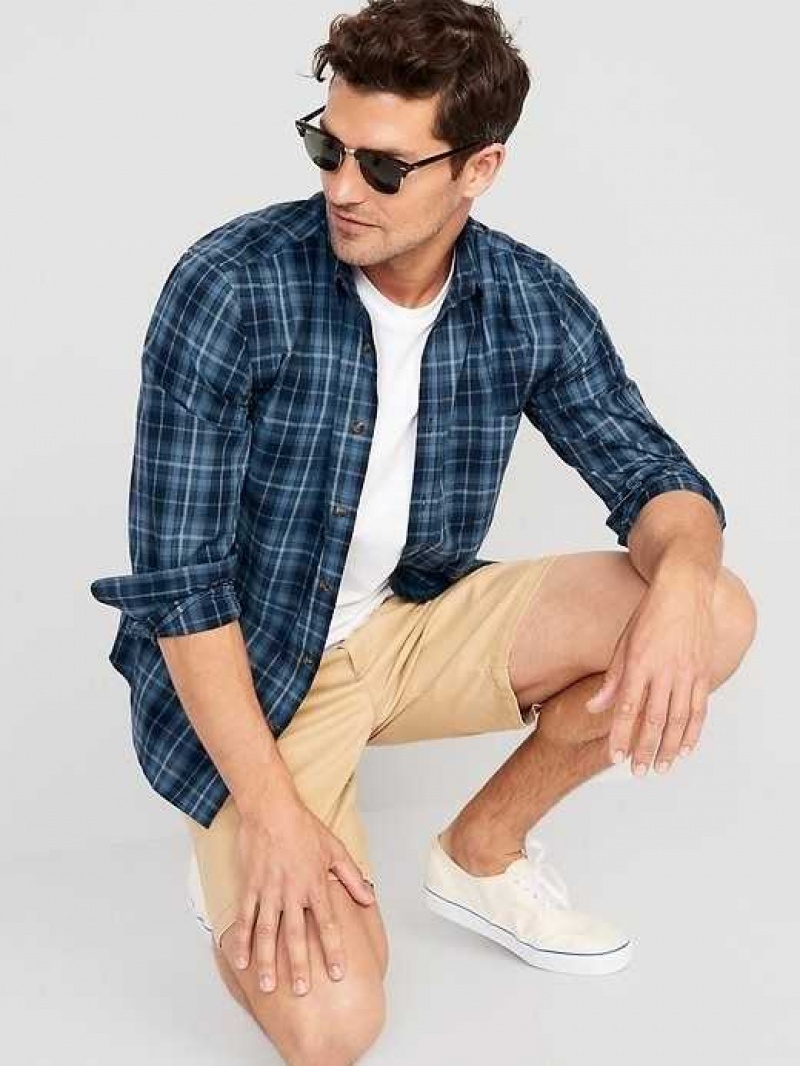 Old Navy Slim-Fit Built-In Flex Everyday Shirt Blue | TFP683591