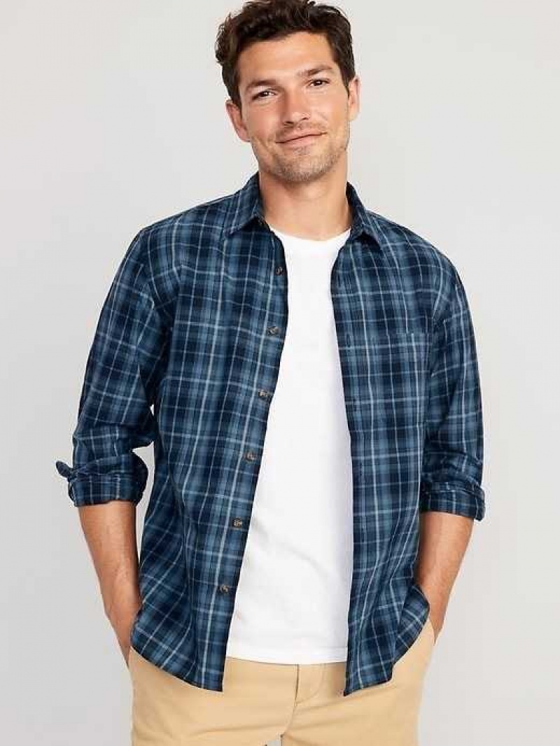 Old Navy Slim-Fit Built-In Flex Everyday Shirt Blue | TFP683591