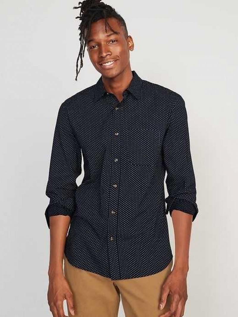 Old Navy Slim-Fit Built-In Flex Everyday Shirt Navy | ZXL498715